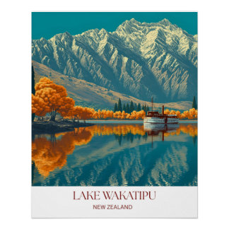 Póster Lake Wakatipu Print | New Zealand Wall Art