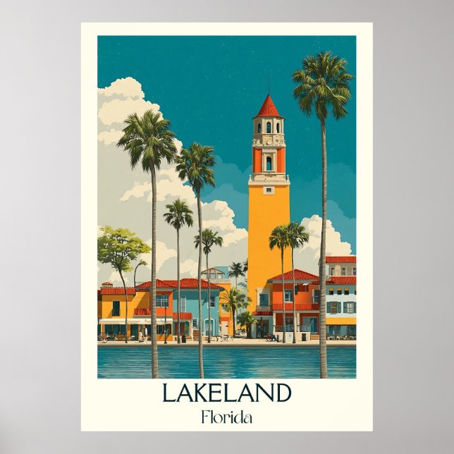 Poster Lakeland Florida Vintage City Architecture Art (Frente)