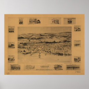 Póster Lakeport Califórnia 1888 mapas panorâmicos