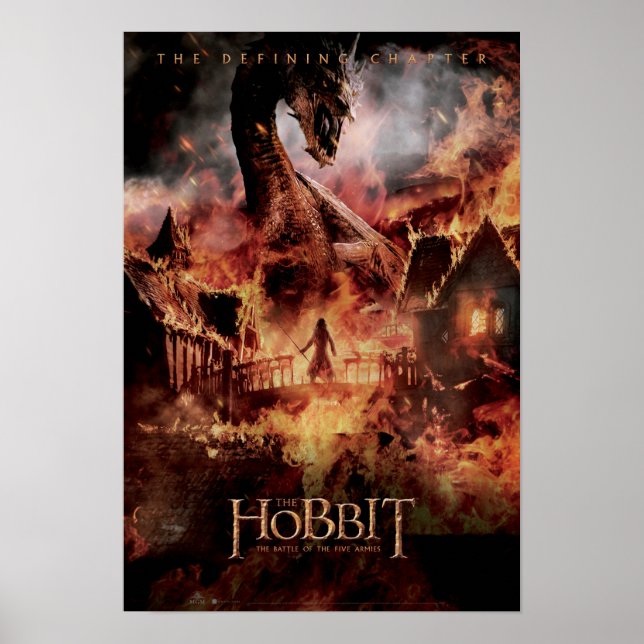 Póster Laketown Ablaze com SMAUG™ E BARD O BOWMAN™ (Frente)