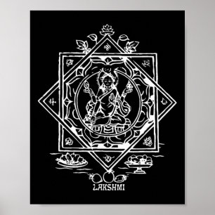 Poster Lakshmi Deusa da Riqueza Indiana Hinduísmo Yantra
