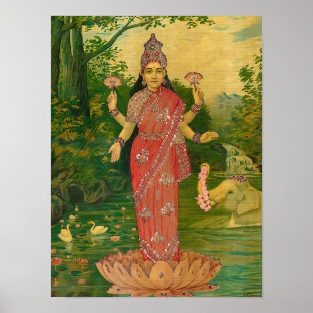 Poster Lakshmi por Raja Ravi Varma (Frente)