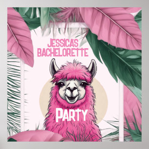 Poster Lama Bachelorette Sorrindo Feliz Rosa