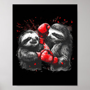 Poster Lama de Boxing com luvas de boxe Engraçada B