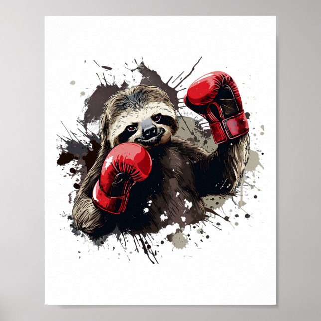 Poster Lama de Boxing com luvas de boxe Engraçada B (Frente)
