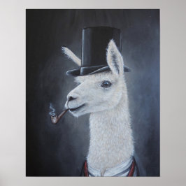 Poster Lama de chapéu clássico com cachimbo