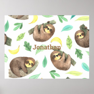 Poster Lama de uma ramificação Bananas Nome Animal