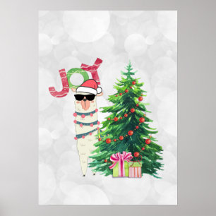 Poster Lama do Natal da tipografia   da alegria com