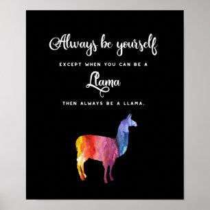 Póster Lama. Seja sempre você mesmo exceto… a aguarela