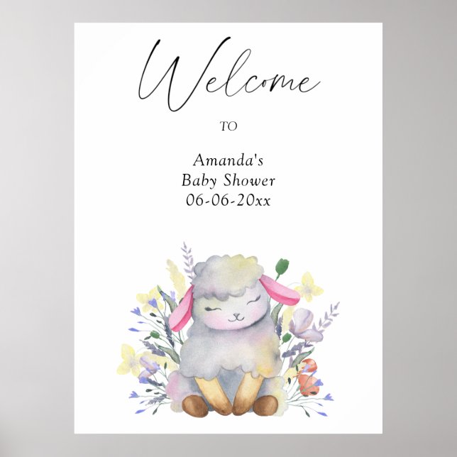 Poster Lamb - chá de fraldas de boas-vindas (Frente)