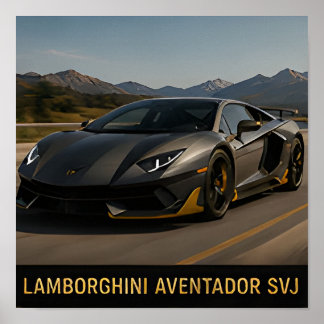Poster Lamborghini Aventador SVJ Supercarro de Luxo Moder