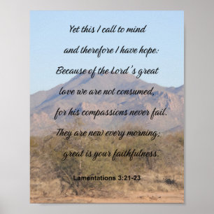 Poster Lamentações 3:21-23, Escritura Inspiracional