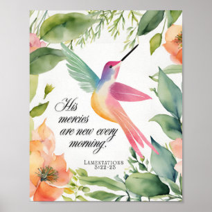 Poster Lamentações 3:22-23 Beija-flor Cristão