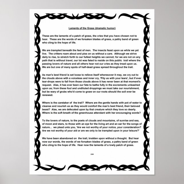 Poster Lamentos do Grass (humor dramático) (Frente)