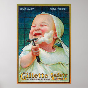 Póster Lâmina de segurança de Gillette - comece o Shave