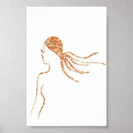 Póster LÂMINAS DE CABELO DE BELEZA DO CORPO DE MULHER ros