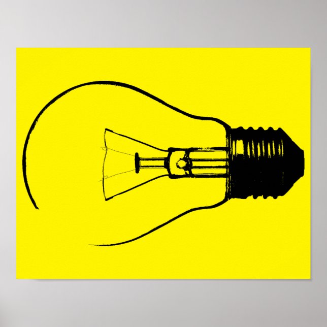 Póster Lâmpada Bulbo de Luz Arte Gráfica Cartaz Sinal (Frente)