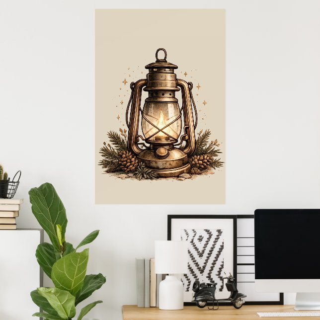 Poster Lâmpada de Camping Aconchegante (Escritório em casa)