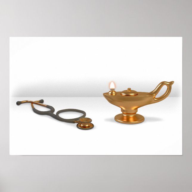 Póster Lâmpada De Enfermagem E Estetoscópio (Frente)