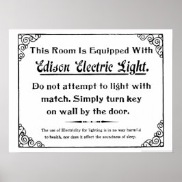 Poster Lâmpada Elétrica Engraçada de Edison