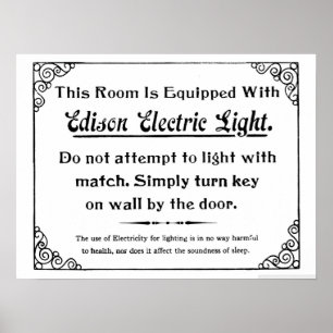 Poster Lâmpada Elétrica Engraçada de Edison