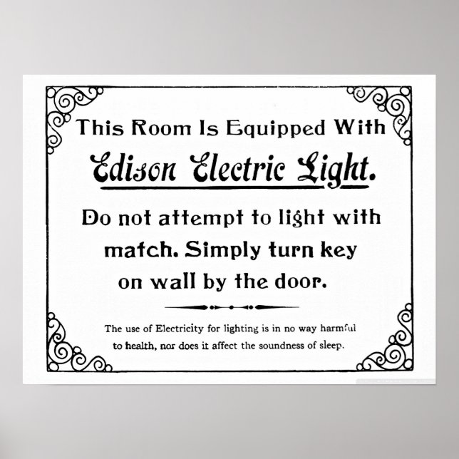 Poster Lâmpada Elétrica Engraçada de Edison (Frente)