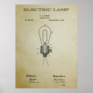 PÓSTER LÂMPADA ELÉTRICA PATENTE 3 - 1882