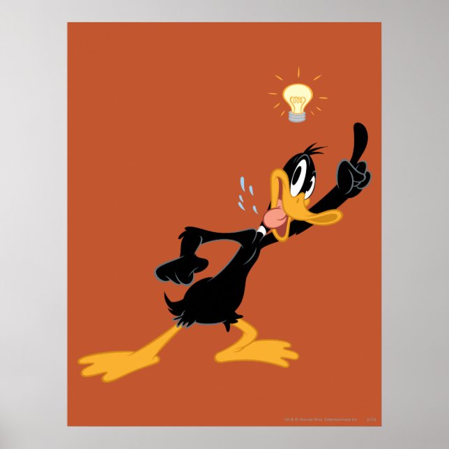 Poster Lâmpada sobre a cabeça do Pato Daffy™ (Frente)
