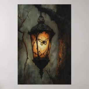 Poster Lâmpada Vintage Lanterna de Mariposa Arte, Gothic
