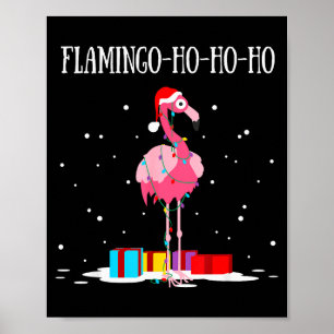 Poster Lâmpadas de Natal Flamingo Ho Ho Ho Nk Árvore de N