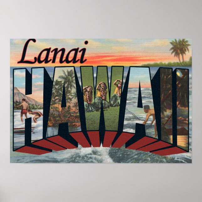 Póster Lanai, HawaiiLarge - Letra ScenesLanai, HI (Frente)