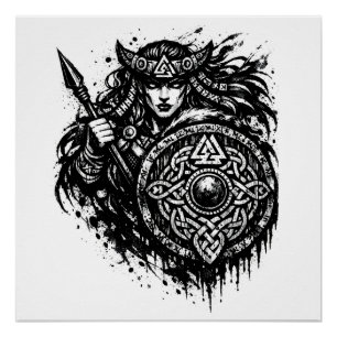Póster Lança‑Sigilo da Donzela Escudeira – Tinta Guerreir