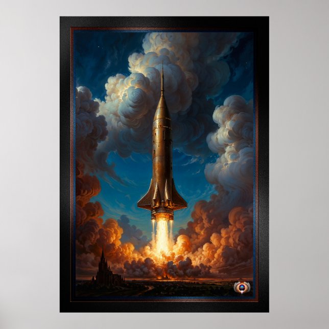 Poster Lançamento de Foguete de Fusão Retro Brevemente (Frente)