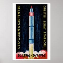 Poster Lançamento de Foguete Soviético 1962 Astronauta -