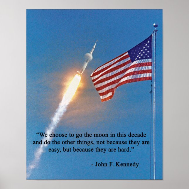Poster Lançamento do Apollo 11 com a bandeira americana (Frente)