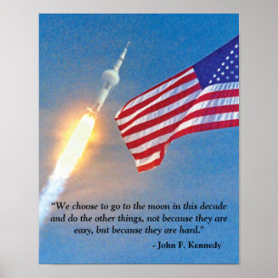 Poster Lançamento do Apollo 11 Com Citação da Bandeira Am