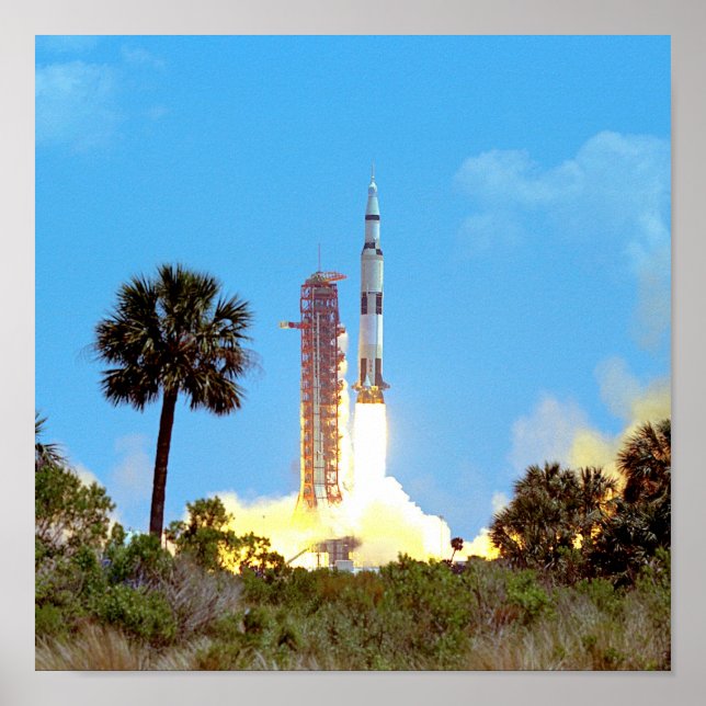 Póster Lançamento do Foguete Saturn V da NASA Apollo 16 (Frente)
