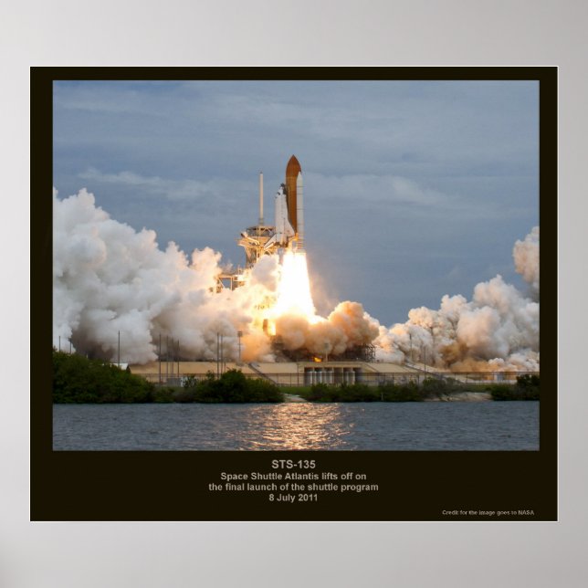 Póster Lançamento do Shuttle Espacial Final STS-135 Atlan (Frente)