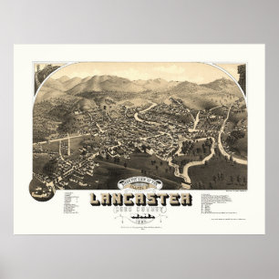 Poster Lancaster, mapa panorâmico do NH - 1883