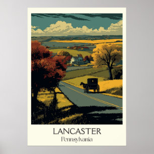 Poster Lancaster Pennsylvania Vintage Amish Country Art