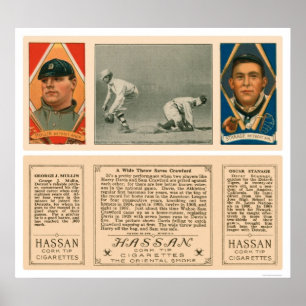 Póster Lance largo no primeiro basebol 1912 dos tigres