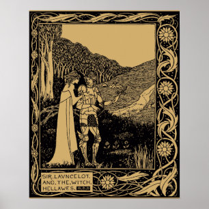 Póster Lancelot e Hellawes por Aubrey Beardsley