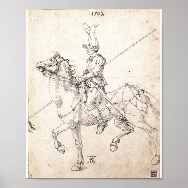 Poster Lancer sobre Horseback por Albrecht Durer (Frente)