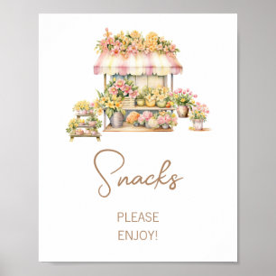 Poster Lanches para Chá de Noiva Floral Market Love In Bl