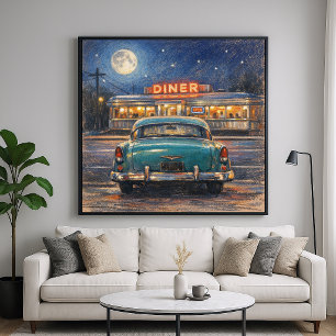 Poster Lanchonete Clássica - Estilo de Pintura Impression