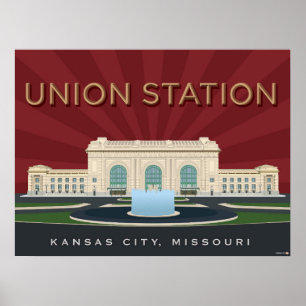 Poster Landmarks de Kansas City: Estação da União - 24 x