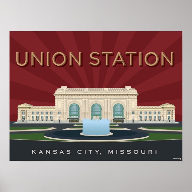 Poster Landmarks de Kansas City: Estação da União - 24 x  (Frente)