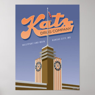 Poster Landmarks de Kansas City: Katz Drogas - 12 x 16