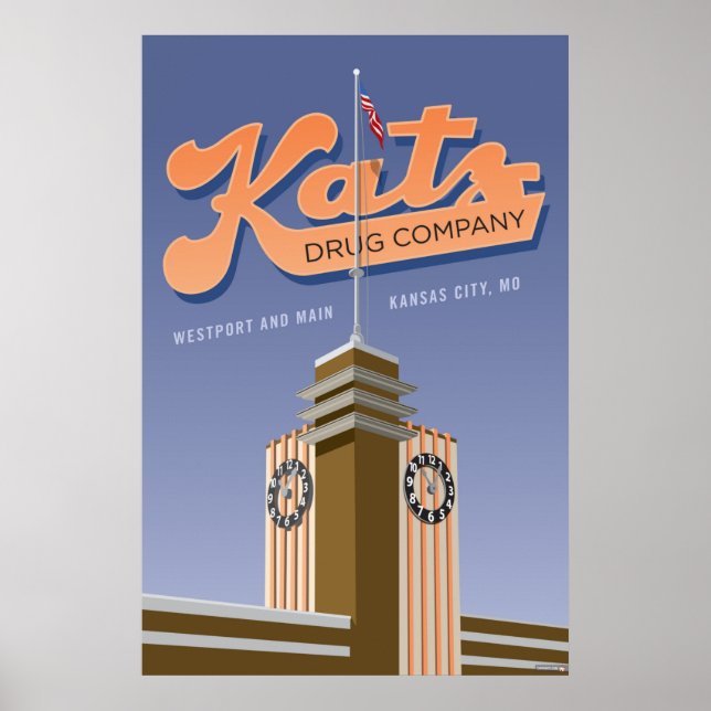 Poster Landmarks de Kansas City: Katz Drogas - 24 x 36 (Frente)