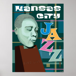 Poster Landmarks de Kansas City: KC Jazz - 18 x 24